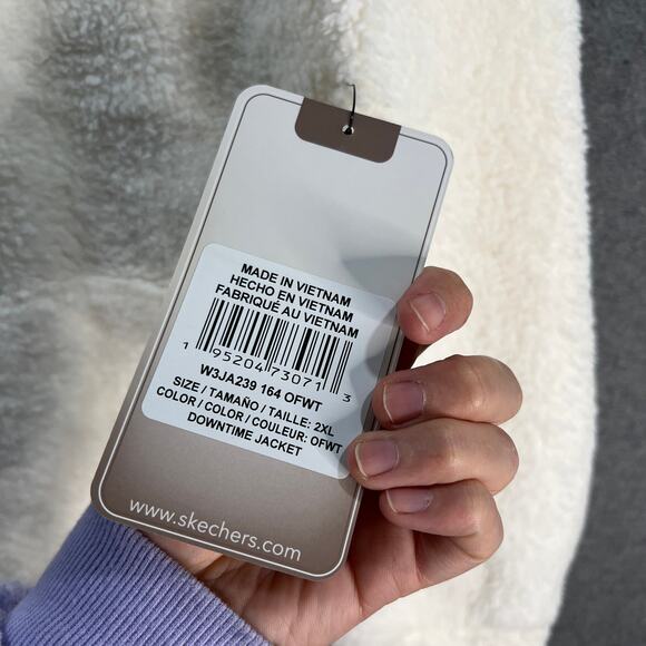 Skechers Womens Jeacket Downtime Sherpa Jacket Egret Size 2XL - Picture 5 of 12